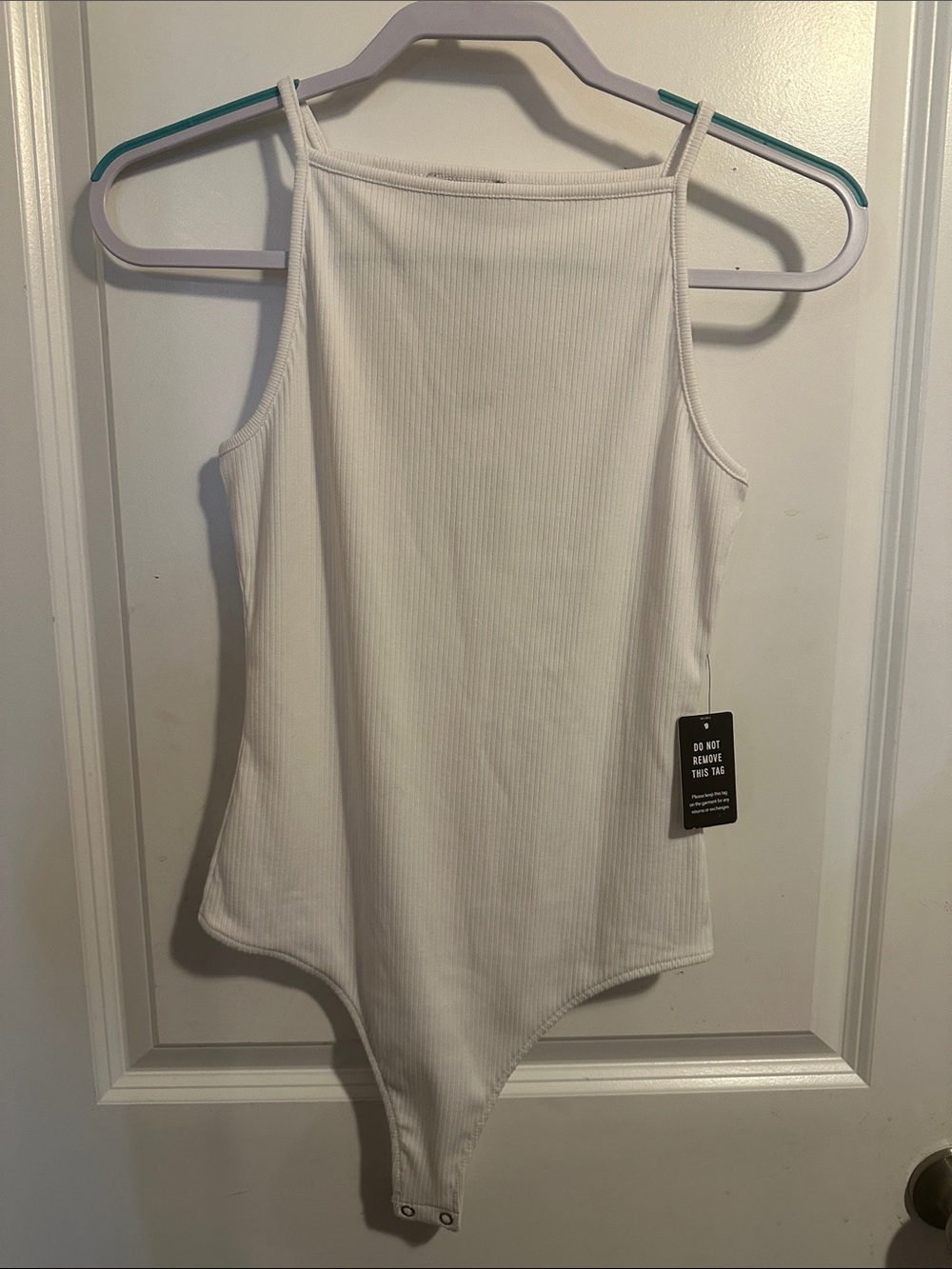 Express White Ribbed Tank Bodysuit
